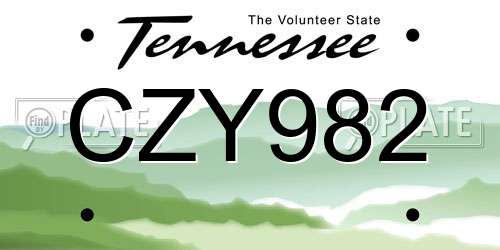 CZY982 Tennessee License Plate