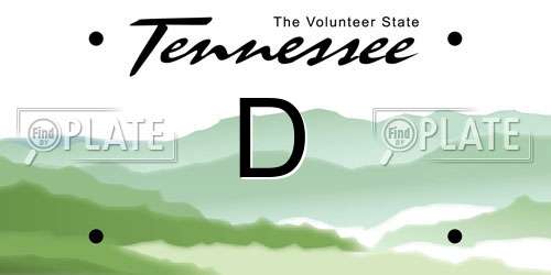 D Tennessee License Plate