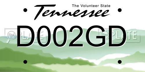 D002GD Tennessee License Plate