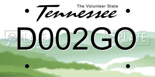 D002GO Tennessee License Plate