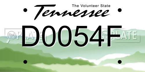 D0054F Tennessee License Plate