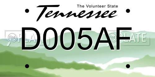 D005AF Tennessee License Plate