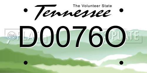 D0076O Tennessee License Plate