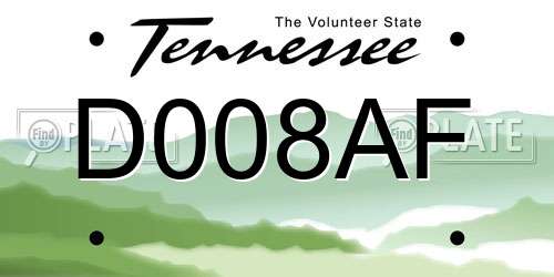 D008AF Tennessee License Plate