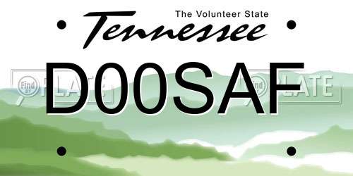 D00SAF Tennessee License Plate