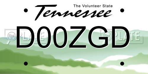 D00ZGD Tennessee License Plate