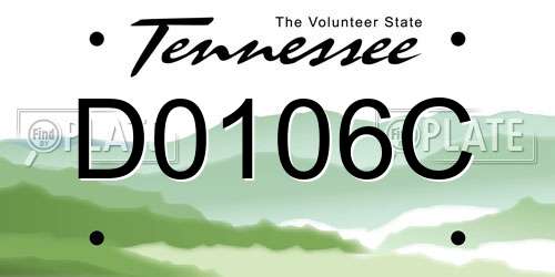 D0106C Tennessee License Plate