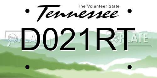 D021RT Tennessee License Plate