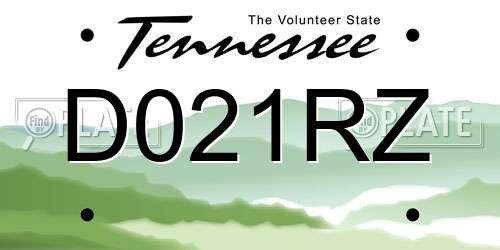 D021RZ Tennessee License Plate