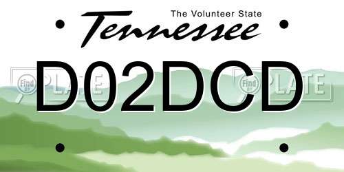 D02DCD Tennessee License Plate