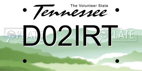 D02IRT Tennessee License Plate