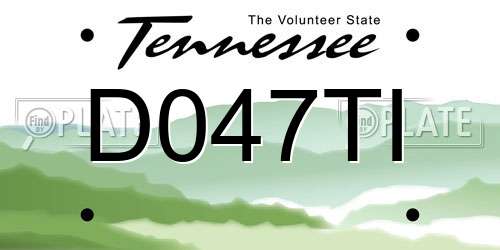 D047TI Tennessee License Plate