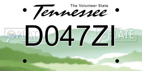 D047ZI Tennessee License Plate