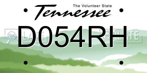 D054RH Tennessee License Plate