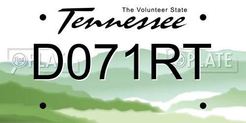 D071RT Tennessee License Plate
