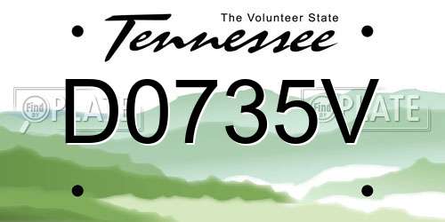 D0735V Tennessee License Plate