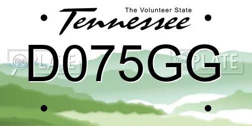 D075GG Tennessee License Plate