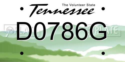 D0786G Tennessee License Plate
