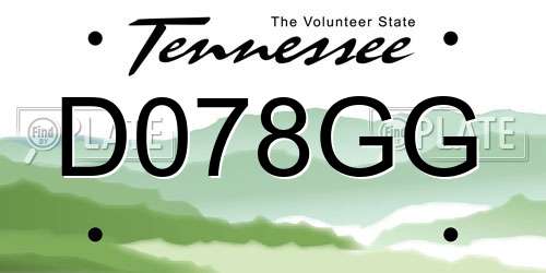 D078GG Tennessee License Plate