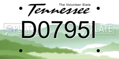 D0795I Tennessee License Plate