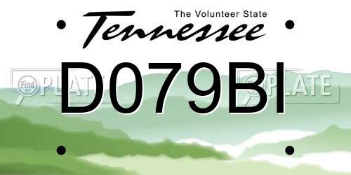 D079BI Tennessee License Plate