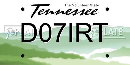 D07IRT Tennessee License Plate