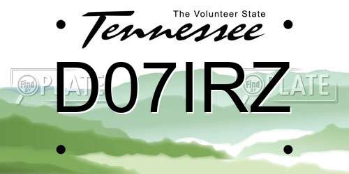 D07IRZ Tennessee License Plate