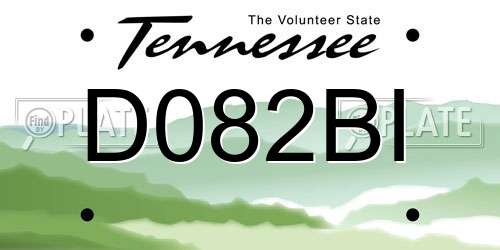D082BI Tennessee License Plate