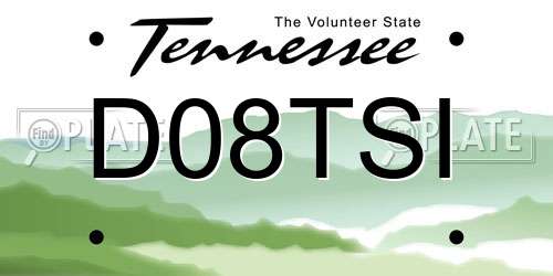 D08TSI Tennessee License Plate