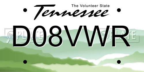 D08VWR Tennessee License Plate