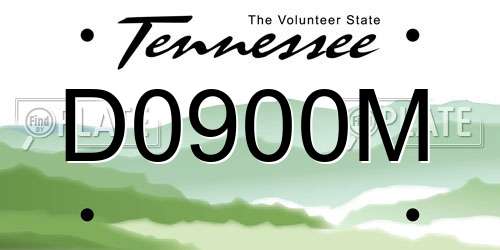 D0900M Tennessee License Plate
