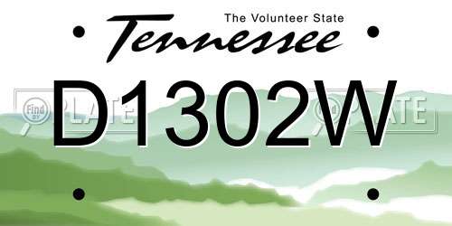D1302W Tennessee License Plate