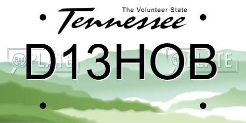 D13HOB Tennessee License Plate