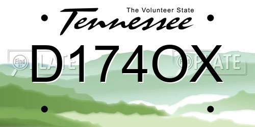 D174OX Tennessee License Plate