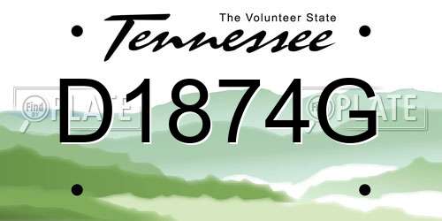 D1874G Tennessee License Plate