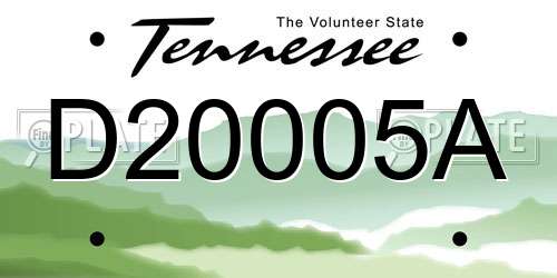 D20005A Tennessee License Plate