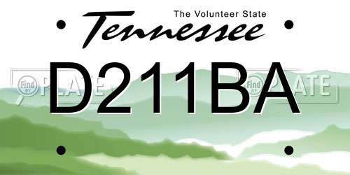 D211BA Tennessee License Plate