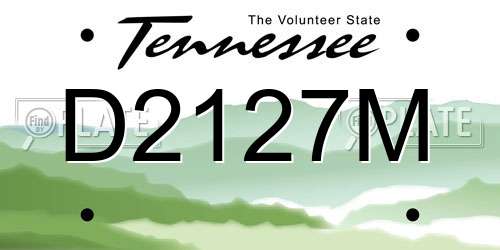 D2127M Tennessee License Plate