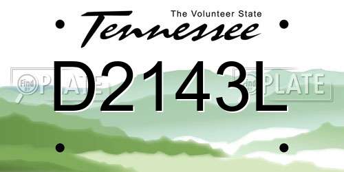 D2143L Tennessee License Plate