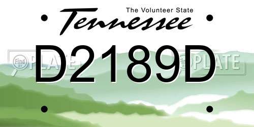 D2189D Tennessee License Plate