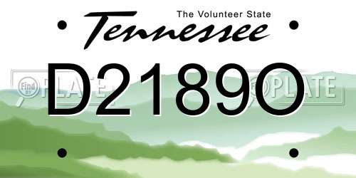D2189O Tennessee License Plate
