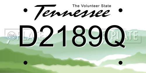 D2189Q Tennessee License Plate