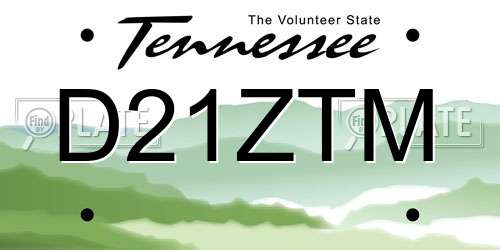 D21ZTM Tennessee License Plate