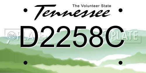 D2258C Tennessee License Plate