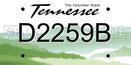 D2259B Tennessee License Plate