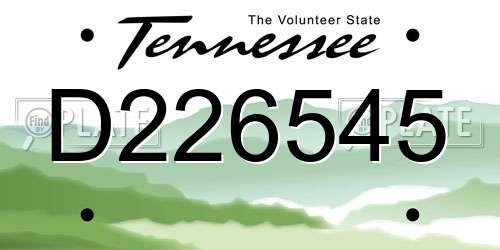D226545 Tennessee License Plate