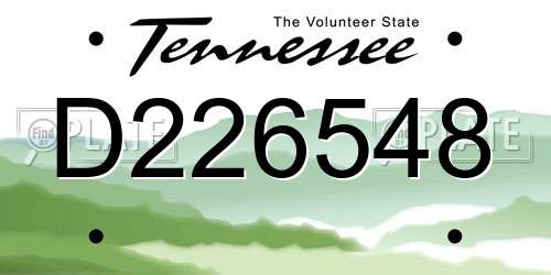 D226548 Tennessee License Plate