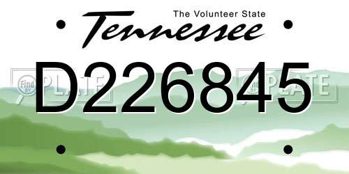D226845 Tennessee License Plate