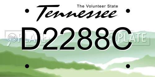D2288C Tennessee License Plate