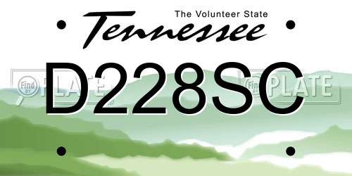 D228SC Tennessee License Plate